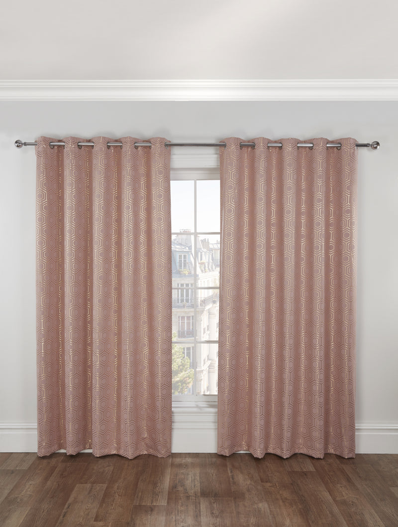 Hartford - Woven Thermal Blackout Eyelet Curtains in Blush Pink