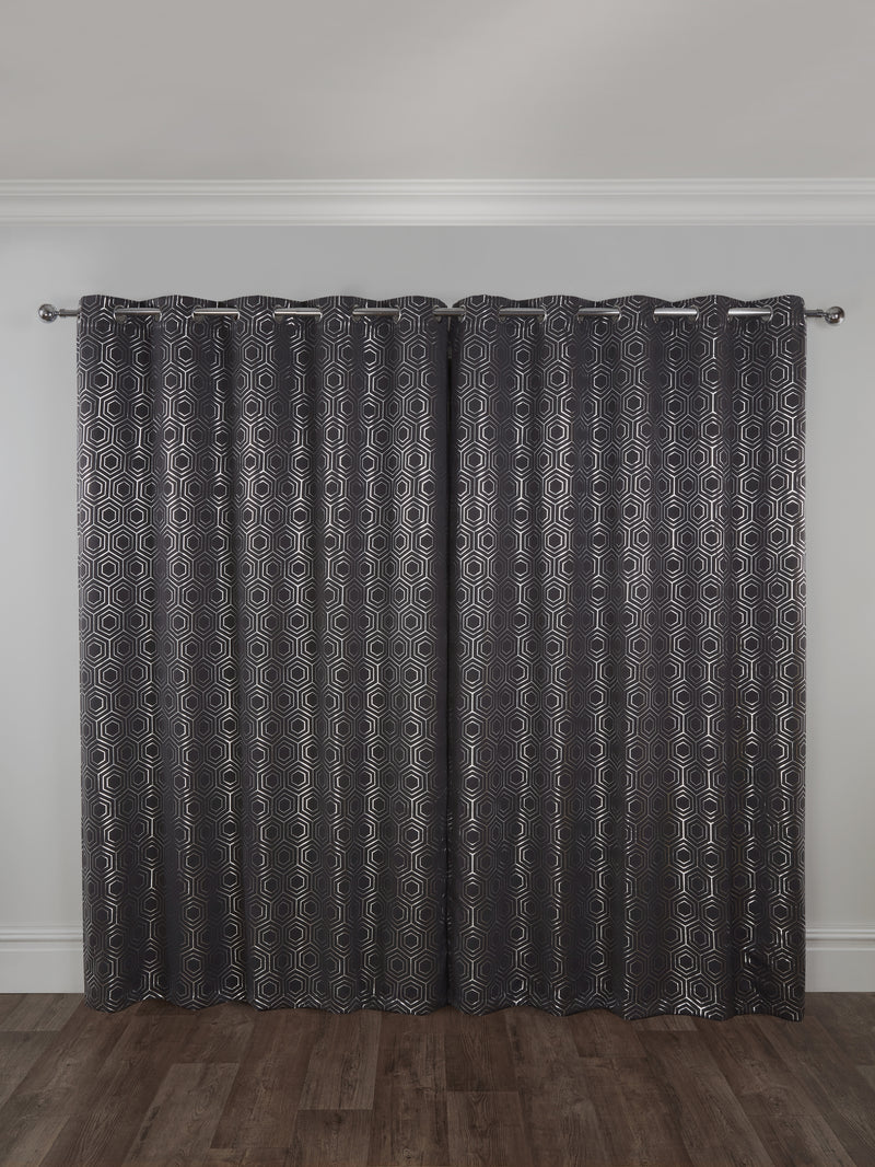 Hartford - Woven Thermal Blackout Eyelet Curtains in Charcoal