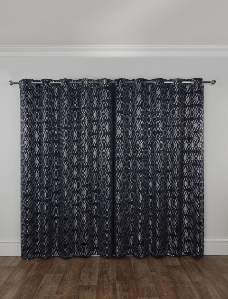 Hartford - Woven Thermal Blackout Eyelet Curtains in Navy