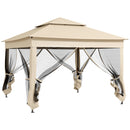 Outsunny Garden Folding Tent Heavy Duty Pop Up Gazebo for Party Cream