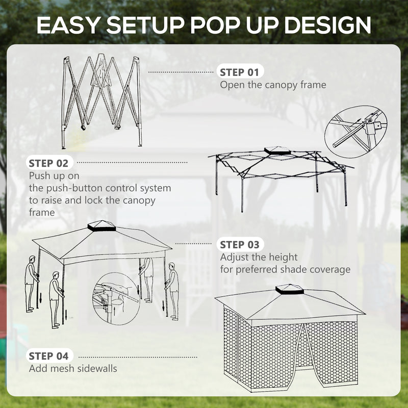 Outsunny Garden Folding Tent Heavy Duty Pop Up Gazebo for Party Cream