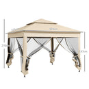 Outsunny Garden Folding Tent Heavy Duty Pop Up Gazebo for Party Cream