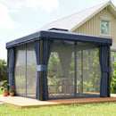 Outsunny 3 x 3(m) Patio Gazebo Garden Shelter w/ Mosquito Netting, Dark Blue