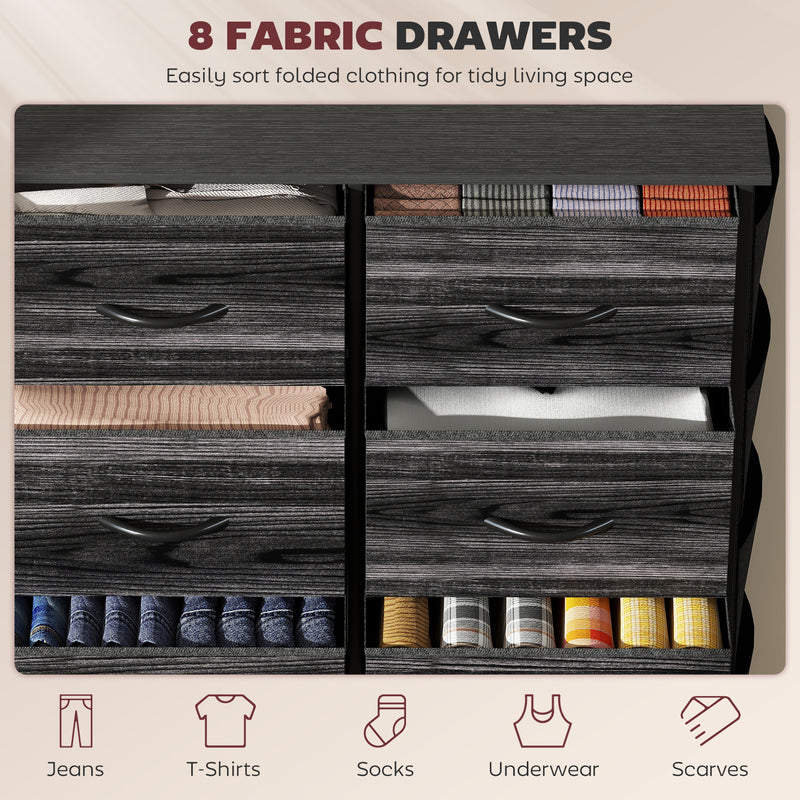 HOMCOM Fabric Chest Of Drawers, 8 Drawer Dresser For Bedroom