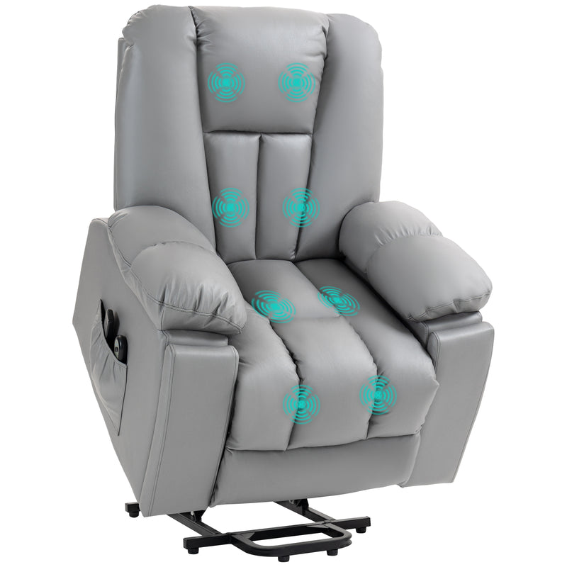 HOMCOM Riser And Recliner Chair For Elderly, Quick Assembly, Light Grey/Charcoal Grey