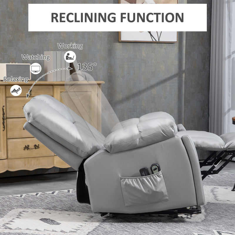 HOMCOM Riser And Recliner Chair For Elderly, Quick Assembly, Light Grey/Charcoal Grey