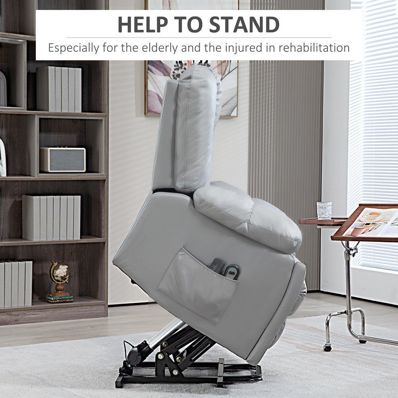 HOMCOM Riser And Recliner Chair For Elderly, Quick Assembly, Light Grey/Charcoal Grey