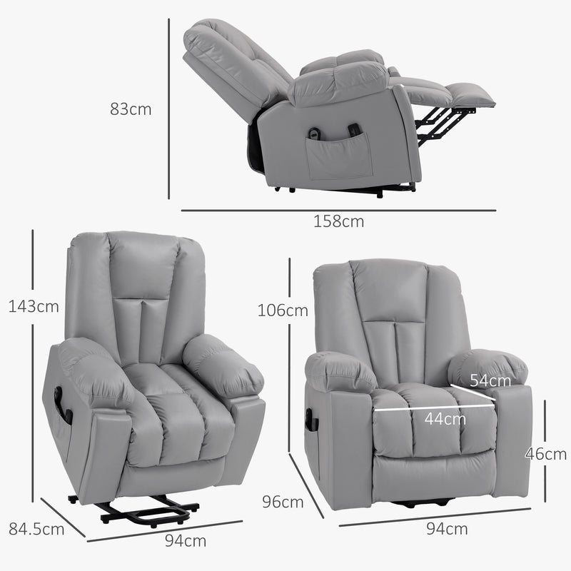 HOMCOM Riser And Recliner Chair For Elderly, Quick Assembly, Light Grey/Charcoal Grey