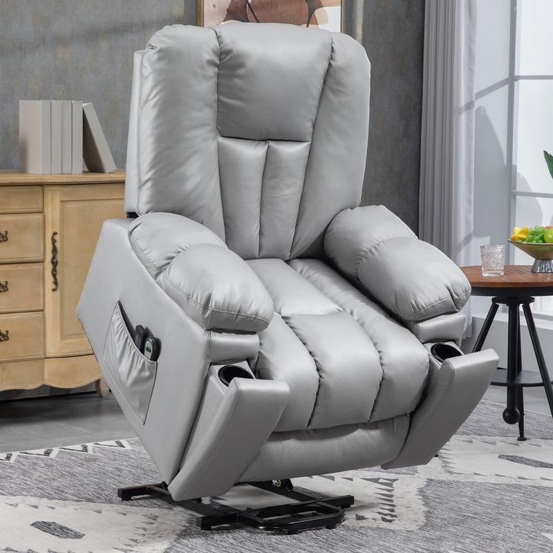 HOMCOM Riser And Recliner Chair For Elderly, Quick Assembly, Light Grey/Charcoal Grey