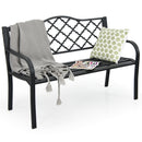 Patio Garden Bench with Iron Casted Seat, Armrest and Backrest