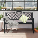 Patio Garden Bench with Iron Casted Seat, Armrest and Backrest