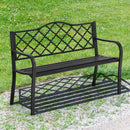 Patio Garden Bench with Iron Casted Seat, Armrest and Backrest