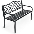 Patio Garden Bench with Iron Casted Seat, Armrest and Backrest