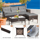 4 Seater Rattan Garden Furniture Set With Cushioned Sofa- Navy