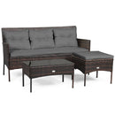 4 Seater Rattan Garden Furniture Set With Cushioned Sofa- Navy
