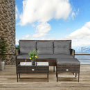 4 Seater Rattan Garden Furniture Set With Cushioned Sofa- Navy