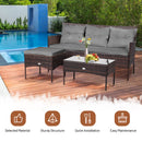 4 Seater Rattan Garden Furniture Set With Cushioned Sofa- Navy