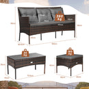 4 Seater Rattan Garden Furniture Set With Cushioned Sofa- Navy