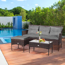 4 Seater Rattan Garden Furniture Set With Cushioned Sofa- Navy