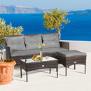 4 Seater Rattan Garden Furniture Set With Cushioned Sofa- Navy