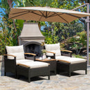 5 Pieces Patio Rattan Furniture Set With Cushions And Ottomans
