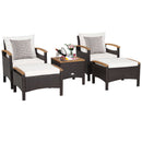 5 Pieces Patio Rattan Furniture Set With Cushions And Ottomans