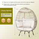 Oversized Rattan Egg Chair With 4 Cushions For Balcony Backyard