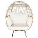 Oversized Rattan Egg Chair With 4 Cushions For Balcony Backyard
