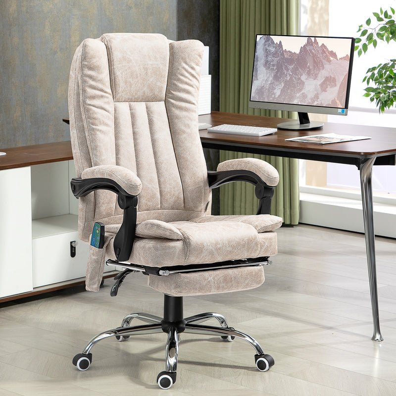 Vinsetto 6-Point Vibrating Heat Massage Chair W/ Microfibre Upholstery - Dark Brown/Light Brown/Charcoal Grey/Cream