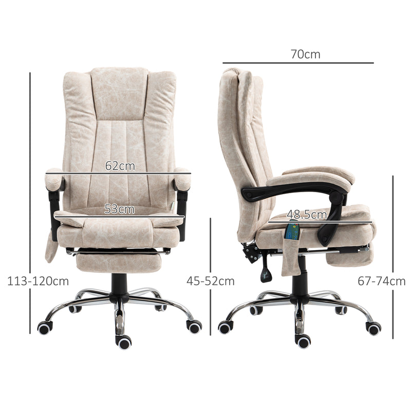 Vinsetto 6-Point Vibrating Heat Massage Chair W/ Microfibre Upholstery - Dark Brown/Light Brown/Charcoal Grey/Cream