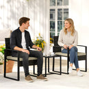 Outsunny Rattan Bistro Set, 3 PCS Garden Furniture with Cushion, Khaki