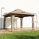 Outsunny 3.3 x 3.3 m Garden Gazebo with Shelves, UPF50+ Permanent Gazebo