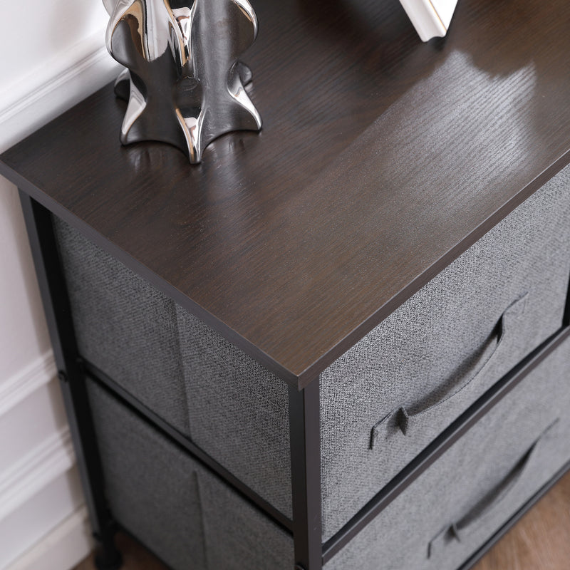 HOMCOM Chest of Drawers, 5 Drawer Fabric Dresser for Bedroom, Dark Grey