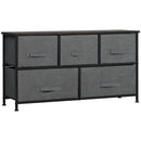 HOMCOM Chest Of Drawers, 5 Drawer Fabric Dresser For Bedroom, Dark Grey