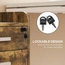 HOMCOM Mobile Filing Cabinet, Lockable File Cabinet, Rustic Brown