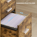 HOMCOM Mobile Filing Cabinet, Lockable File Cabinet, Rustic Brown