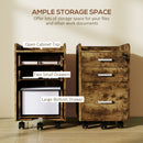 HOMCOM Mobile Filing Cabinet, Lockable File Cabinet, Rustic Brown
