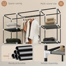 HOMCOM Fabric Wardrobe with 10 Shelves, Foldable Closet Dark Grey