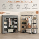 HOMCOM Fabric Wardrobe with 10 Shelves, Foldable Closet Dark Grey