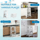 AIYAPLAY 2 in 1 Toddler Step Stool with Safety Rail for Kitchen, White