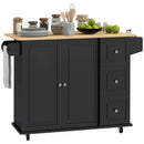 HOMCOM Kitchen Island on Wheels, Kitchen Cart with Drop Leaf, Black