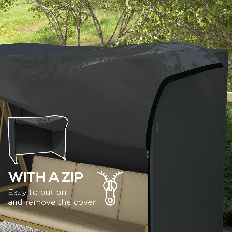 Outsunny 3 Seater Garden Swing Cover, Windproof and Anti-UV, Black