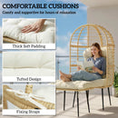 Outsunny Standing Egg Chair Lounge Chair with Footstool, Cushion, Beige