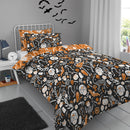 Bedlam Halloween Day of the Dead Duvet Cover Set in Black/Orange