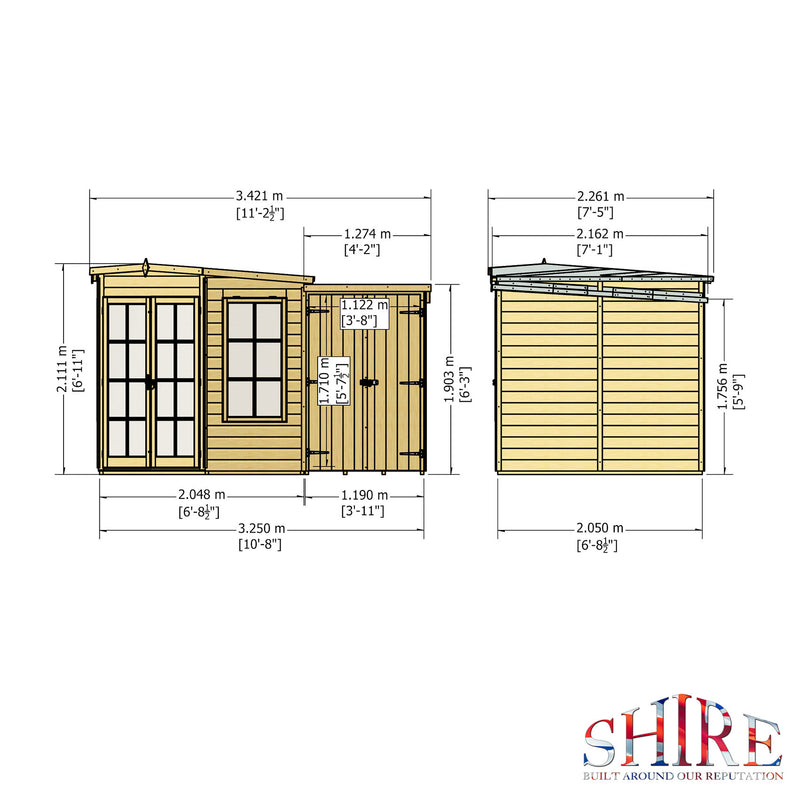 Hampton Corner Summerhouse With Side Shed