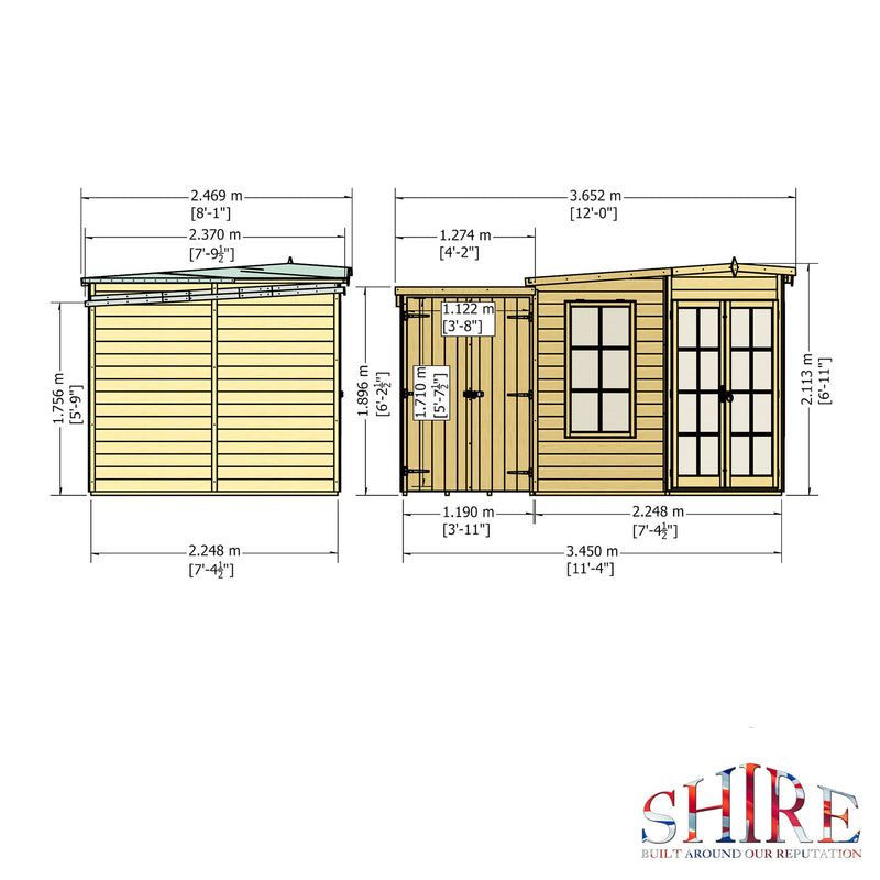 Hampton Corner Summerhouse With Side Shed