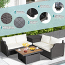 7 Pieces Patio Outdoor Hand-Woven PE Wicker Furniture Set-Off White