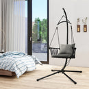 Indoor Outdoor Hanging Swing Chair with Stand and Woven Backrest-Grey