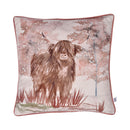D & D Hanson Highland Cow Filled Cushion In Terracotta