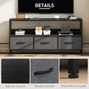 HOMCOM TV Cabinet, TV Console Unit With 3 Foldable Linen Drawers